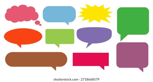 Farbige Nachricht Kommentar Chat-Box gesetzt. Sammlung von Sprechblasen, Textfeldern und Chatfeldern. Comic-Sprechblasen-Vektorsatz.