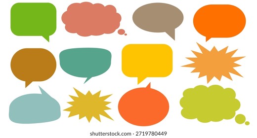 Colorful message comment chat box set. Collection of speech bubbles, text boxes, and chat boxes. Comic speech bubble vector set