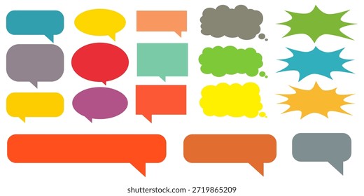 Caixa de chat com comentário colorido de mensagem definida. Coleção de balões de fala, caixas de texto e caixas de chat. Conjunto de vetores de bolhas de fala em quadrinhos