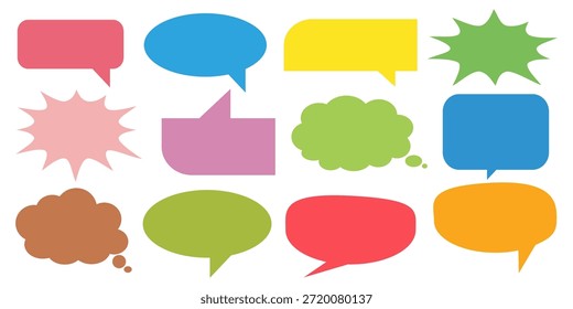 Colorful message comment chat box set. Collection of speech bubbles, text boxes, and chat boxes. Comic speech bubble vector set.