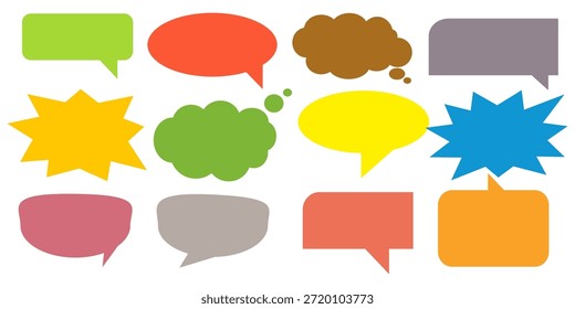 Colorido mensaje comentario cuadro de chat conjunto. Colección de burbujas de discurso, cuadros de texto y cuadros de chat. Conjunto de Vector de burbuja de discurso cómico.