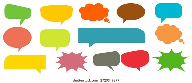 Colorido mensaje comentario cuadro de chat conjunto. Colección de burbujas de discurso, cuadros de texto y cuadros de chat. Conjunto de Vector de burbuja de discurso cómico