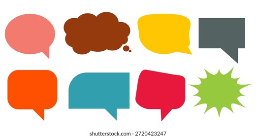 Colorido mensaje comentario cuadro de chat conjunto. Colección de burbujas de discurso, cuadros de texto y cuadros de chat. Conjunto de Vector de burbuja de discurso cómico