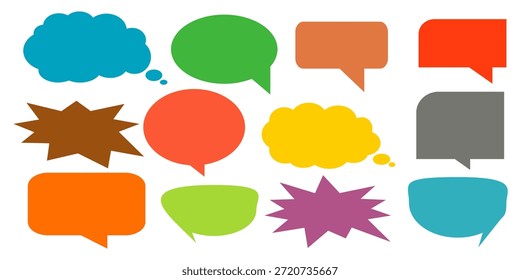Colorido mensaje comentario cuadro de chat conjunto. Colección de burbujas de discurso, cuadros de texto y cuadros de chat. Conjunto de Vector de burbuja de discurso cómico
