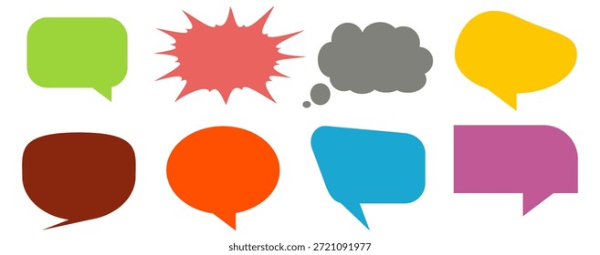 Colorido mensaje comentario cuadro de chat conjunto. Colección de burbujas de discurso, cuadros de texto y cuadros de chat. Conjunto de Vector de burbuja de discurso cómico
