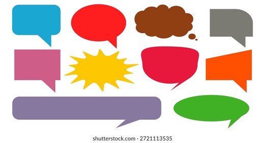 Colorful message comment chat box set. Collection of speech bubbles, text boxes, and chat boxes. Comic speech bubble vector set