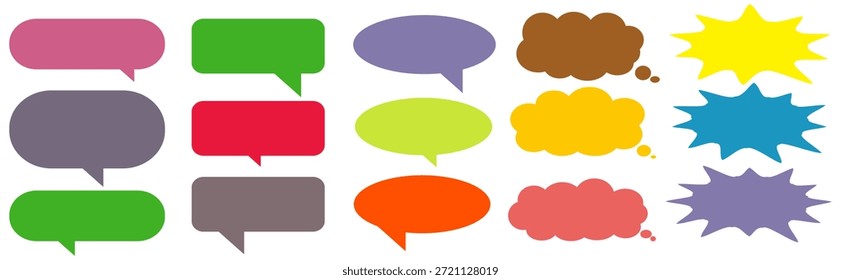 Colorido mensaje comentario cuadro de chat conjunto. Colección de burbujas de discurso, cuadros de texto y cuadros de chat. Conjunto de Vector de burbuja de discurso cómico