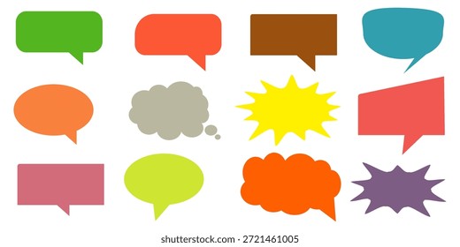 Colorido mensaje comentario cuadro de chat conjunto. Colección de burbujas de discurso, cuadros de texto y cuadros de chat. Conjunto de Vector de burbuja de discurso cómico.