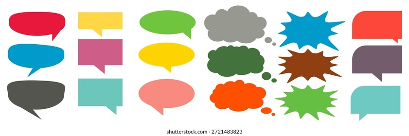 Colorful message comment chat box set. Collection of speech bubbles, text boxes, and chat boxes. Comic speech bubble vector set.