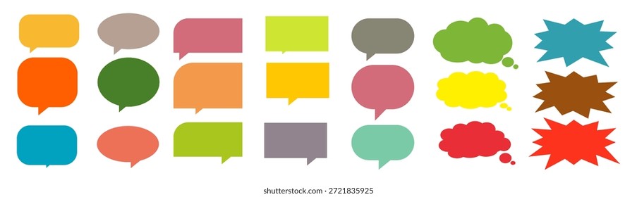 Colorful message comment chat box set. Collection of speech bubbles, text boxes, and chat boxes. Comic speech bubble vector set.