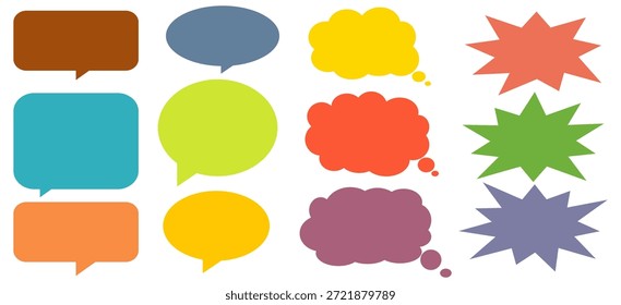 Colorful message comment chat box set. Collection of speech bubbles, text boxes, and chat boxes. Comic speech bubble vector set.