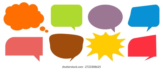 Farbige Nachricht Kommentar Chat-Box gesetzt. Sammlung von Sprechblasen, Textfeldern und Chatfeldern. Comic-Sprechblasen-Vektorsatz