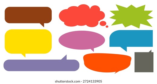 Caixa de chat com comentário colorido de mensagem definida. Coleção de balões de fala, caixas de texto e caixas de chat. Conjunto de vetores de bolhas de fala em quadrinhos