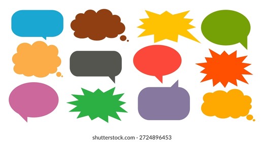 Colorido mensaje comentario cuadro de chat conjunto. Colección de burbujas de discurso, cuadros de texto y cuadros de chat. Conjunto de Vector de burbuja de discurso cómico