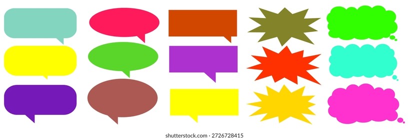 Caixa de chat com comentário colorido de mensagem definida. Coleção de balões de fala, caixas de texto e caixas de chat. Conjunto de vetores de bolhas de fala em quadrinhos
