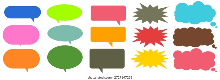 Colorido mensaje comentario cuadro de chat conjunto. Colección de burbujas de discurso, cuadros de texto y cuadros de chat. Conjunto de Vector de burbuja de discurso cómico