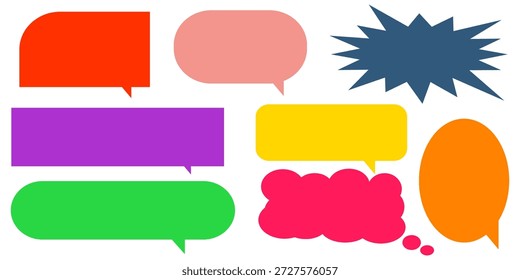 Colorido mensaje comentario cuadro de chat conjunto. Colección de burbujas de discurso, cuadros de texto y cuadros de chat. Conjunto de Vector de burbuja de discurso cómico