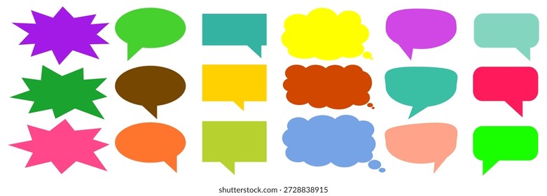 Colorido mensaje comentario cuadro de chat conjunto. Colección de burbujas de discurso, cuadros de texto y cuadros de chat. Conjunto de Vector de burbuja de discurso cómico