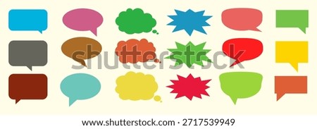 Colorful message comment chat box set. Collection of speech bubbles, text boxes, and chat boxes. Comic speech bubble vector set.