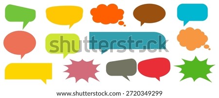 Colorful message comment chat box set. Collection of speech bubbles, text boxes, and chat boxes. Comic speech bubble vector set