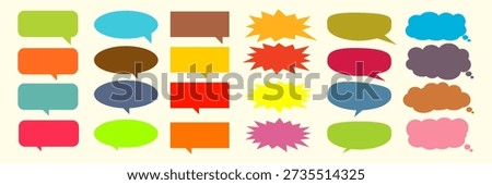 Colorful message comment chat box set. Collection of speech bubbles, text boxes, and chat boxes. Comic speech bubble vector set