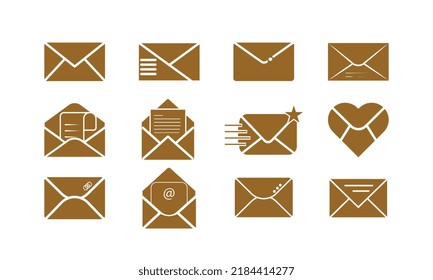 colorful message, email icon set. vector illustration .