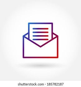 Colorful message icon. Fine line pixel aligned mobile ui icons with variable line width. Vector illustration. 