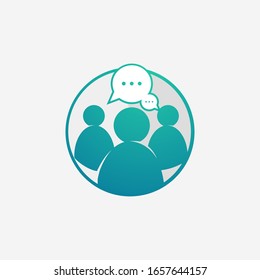 Colorful Messaging Icon Isolated On White Background. Blue Gradients. Social, Conversation Concept. Simple Design. Editable Vector Illustration. Abstract People and Speech Balloon Symbol Element