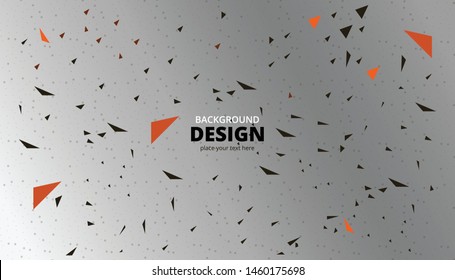 Colorful messy seamless pattern with gold triangles, dots on white. Abstract confetti chaotic geometric. Triangular geometrical background.
