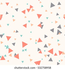 Colorful messy triangle seamless pattern. Abstract chaotic geometric pattern. Triangular geometrical background. Infinity geometric pattern. Vector illustration.