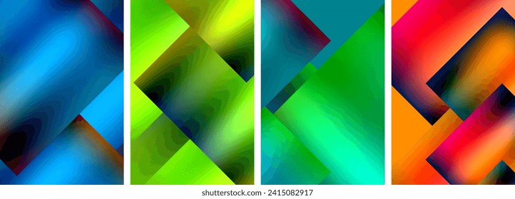 Colorful metal square abstract poster backgrounds