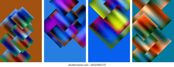 Colorful metal square abstract poster backgrounds