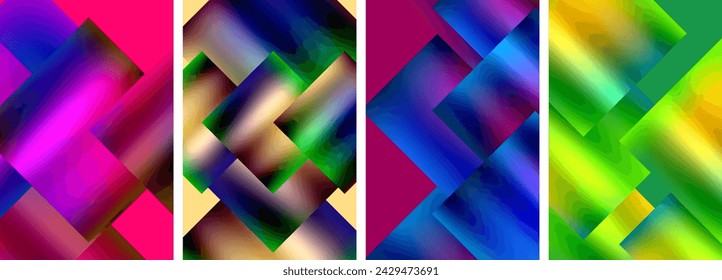 Colorful metal square abstract poster backgrounds