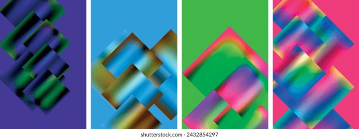 Colorful metal square abstract poster backgrounds