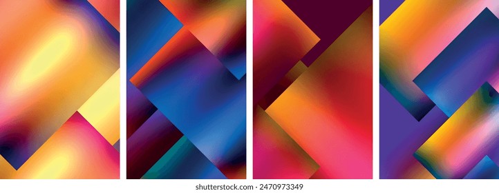 Colorful metal square abstract poster backgrounds