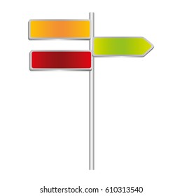 colorful metallic direction board and set sign post vector illustration