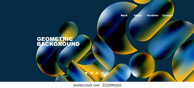 Colorful metallic geometric shapes minimal abstract background