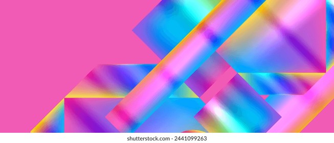 Colorful metallic geometric shapes. Vector Illustration For Wallpaper, Banner, Background, Card, Book Illustration, landing page