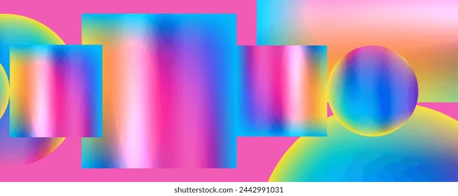 Formas geométricas metálicas coloridas. Ilustración vectorial para fondo de pantalla, banner, fondo, tarjeta, ilustración de libro, página de destino