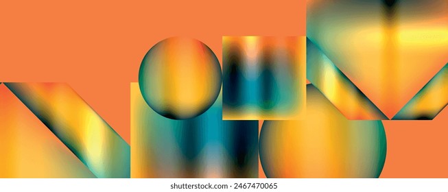 Colorful metallic geometric shapes. Vector Illustration For Wallpaper, Banner, Background, Card, Book Illustration, landing page