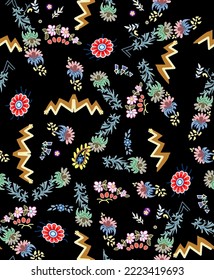 colorful meter pattern suitable for textiles consisting of crispy flowers