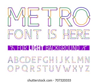 Colorful metro styled font for light background. Great for logo, invitation, card, product packaging, header, logotype, poster, label, banner and etc.