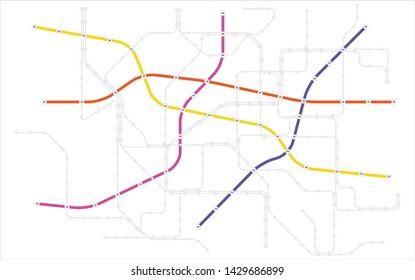 Colorful Metro Subway  And City Bus Transport Map