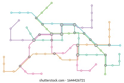 Colorful metro subway  and city bus transport map