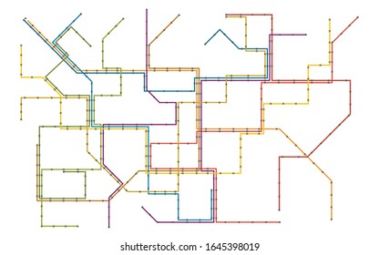 Colorful metro subway  and city bus transport map