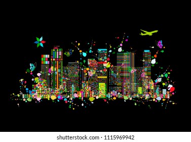 Colorful metropolis, abstract background for your design
