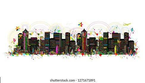 Colorful metropolis, abstract background for your design