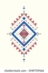 Colorful Mexican Aztec tribal traditional geometric logo design isolated on white background. Sacred Alchemy elements, esoteric bohemian sacred geometry. Magic indian tribal vector illustration