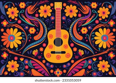 colorful mexican background flat design vector illustration