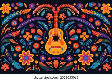 colorful mexican background flat design vector illustration
